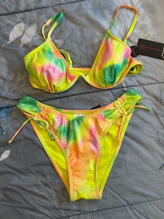No Boundaries Other - NWTS No Boundaries Neon Tie-Dye Bikini Set - Yellow, Green, Pink, Orange Sz M